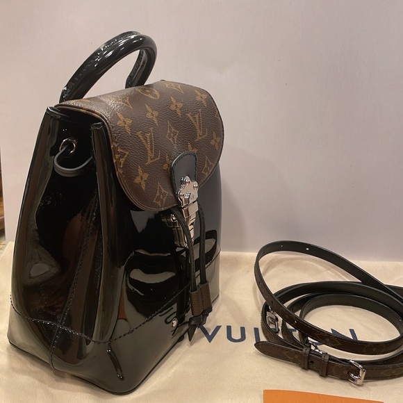 Louis Vuitton hot springs backpack in black vernis and brown monogram. main image 8